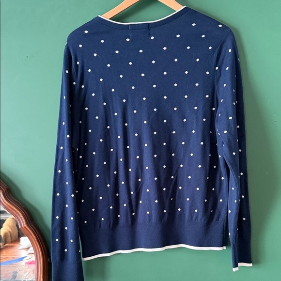 Lands' End Navy & Whit Polka Dot Womens XL 100% Supima Cotton Cardigan NWT - Picture 9 of 9